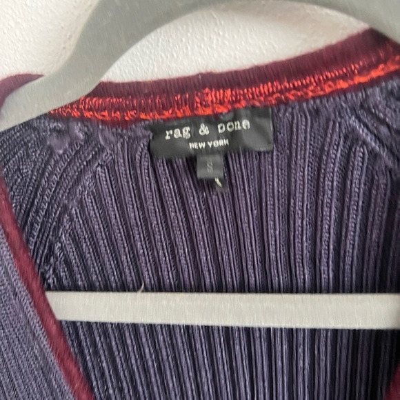 Rag & Bone 'Kristin' Ribbed Knit Long Cardigan, Navy/Burgundy, S - Picture 3 of 6